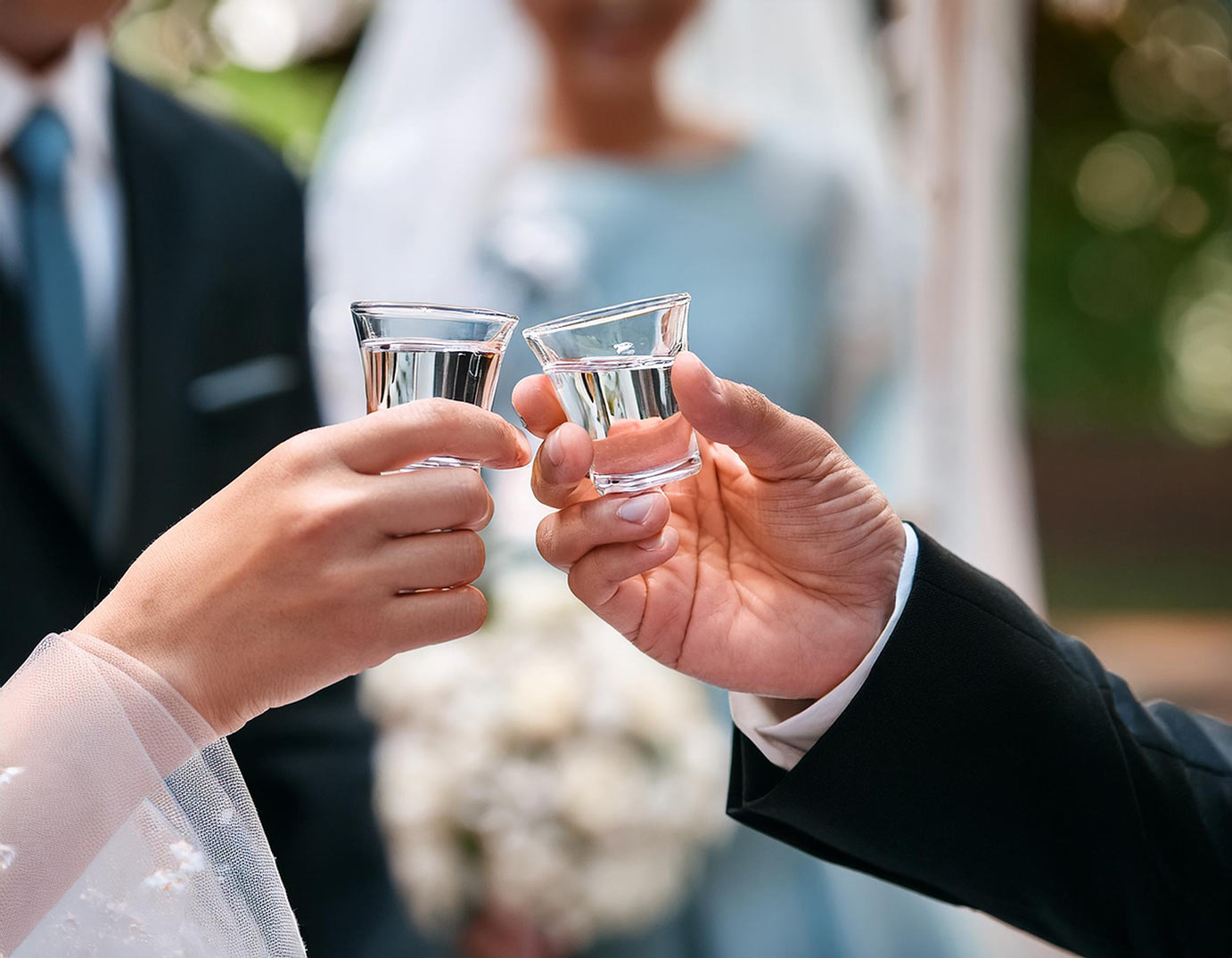 Korean wedding toasting with soju